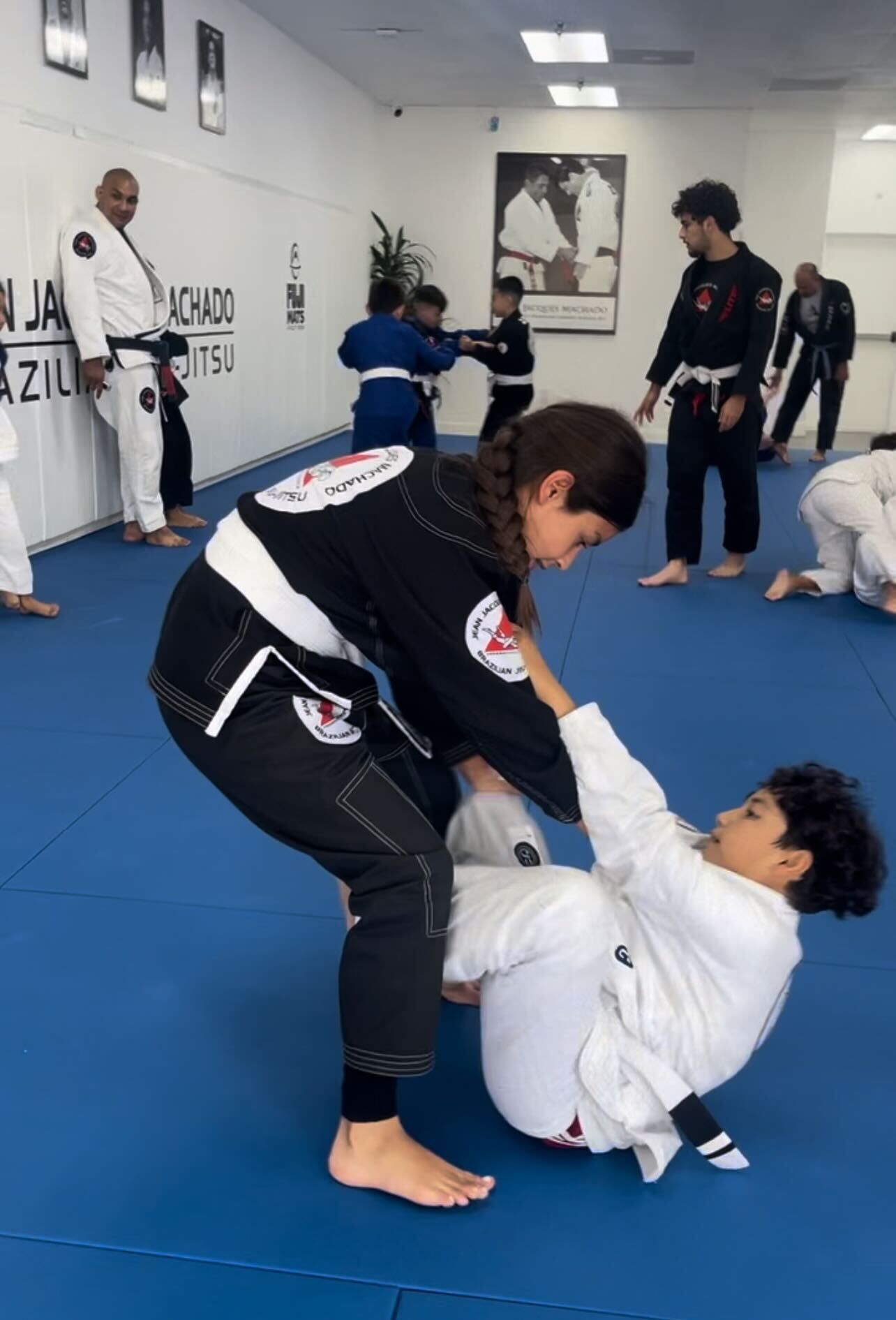 Students practice Brazilian Jiu-Jitsu drills at Jean Jacques Machado Jiu-Jitsu Fresno in Fresno, CA to build focus.