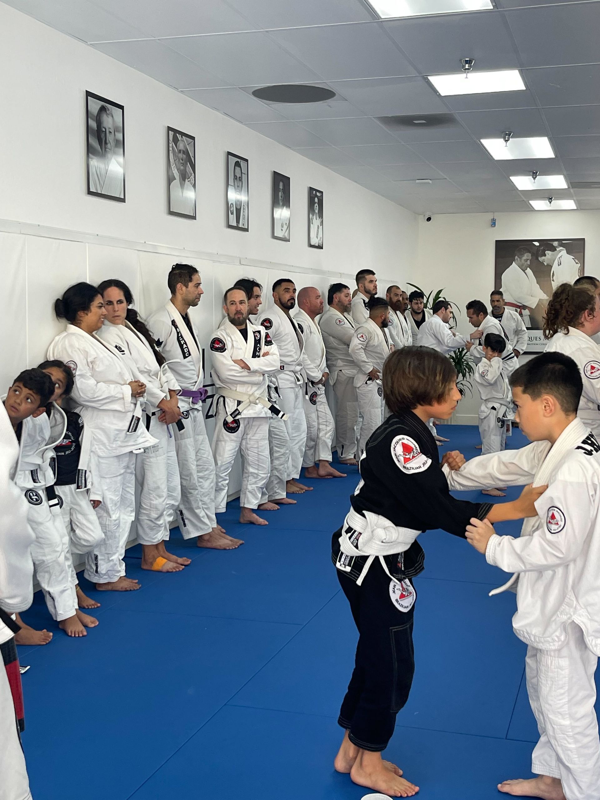 Kids practicing controlled BJJ drills at Jean Jacques Machado Jiu-Jitsu Fresno in Fresno, CA to build respect