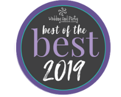 Circular “best of the best 2019” award badge in purple, teal, and black with white lettering.
