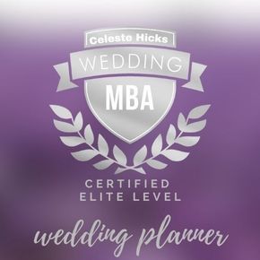 Purple logo for Celeste Hicks Wedding MBA Certified Elite Level wedding planner