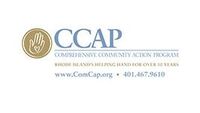 CCAP community action program logo with hand emblem, website, and phone number