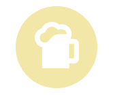 White beer mug icon in a pale yellow circle
