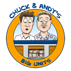 A logo for chuck and andy 's big units