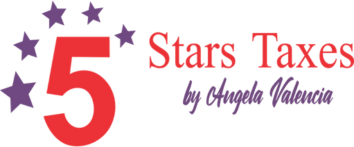 5 stars taxes by angela valencia transparent logo