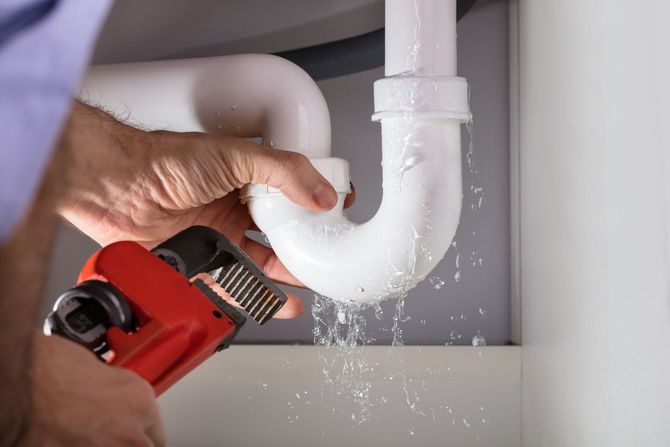 A Plumber is Fixing a Leaking Sink Pipe with a Wrench — Scotts Valley, CA — George Allen & Sons Inc. Plumbing A Plumber is Fixing a Leaking Sink Pipe with a Wrench — Scotts Valley, CA — George Allen & Sons Inc. Plumbing