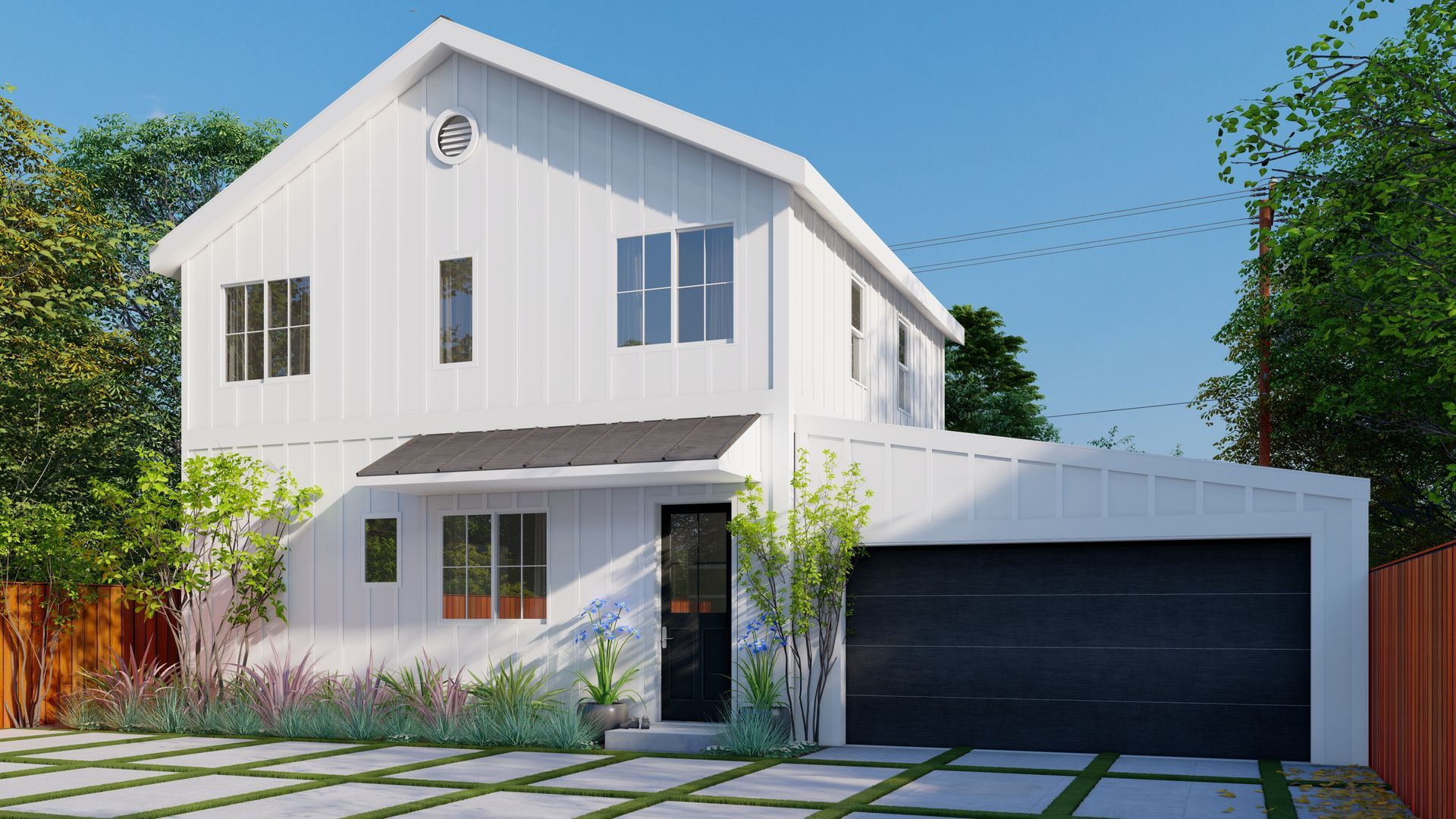 A 1200 square foot, three-bedroom, two story accessory dwelling unit (ADU) backyard home attached to the newly rebuilt garage. 