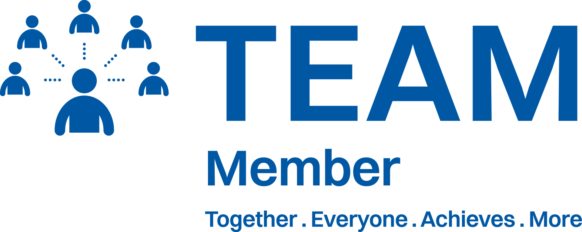 Blue group icon and text reading “TEAM Member” with tagline “Together. Everyone. Achieves. More.”