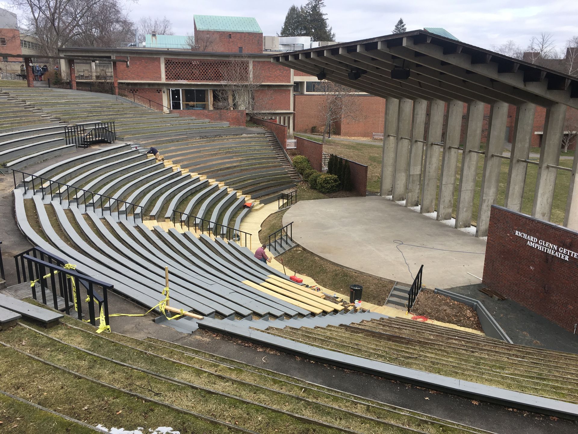 A large amphitheater remodel and repair at Mount Holyoke College
