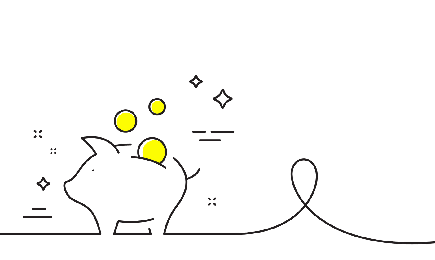 A line drawing of a piggy bank with coins coming out of it.