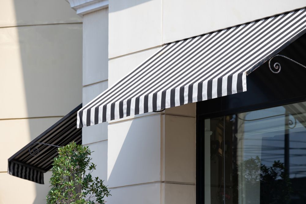 Black and White Canvas Awnings — Goulburn, NSW — Sun Solutions Home Improvement