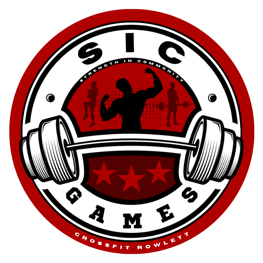 SIC Games logo with red, black, and white weightlifting design and CrossFit Rowlett text