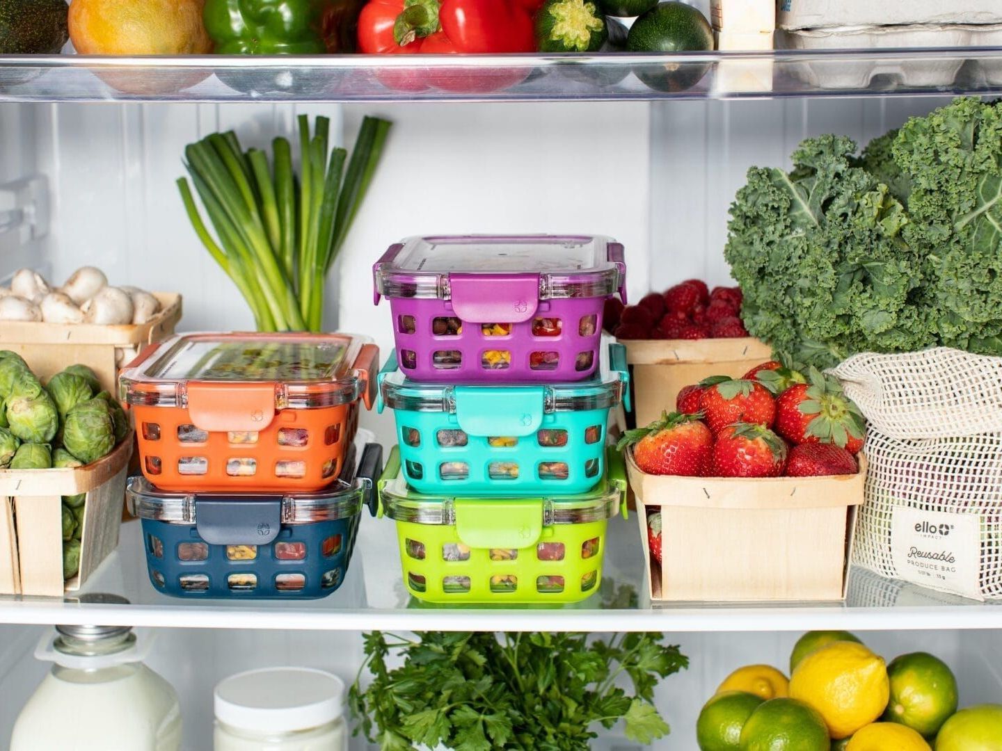 A refrigerator filled with lots of fruits and vegetables
