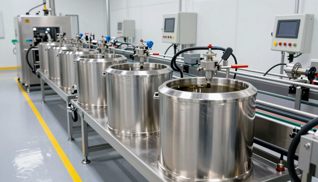 Coating containers and production equipment on a manufacturing line