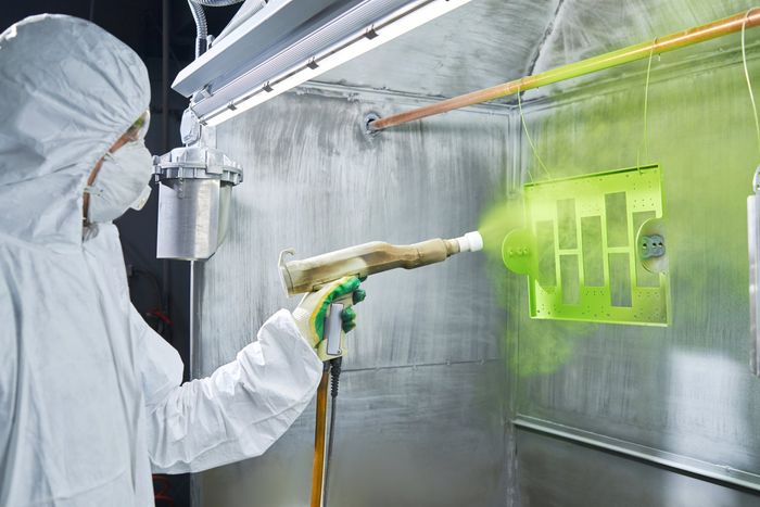 powder coating metal parts sprayer shop
