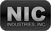 The logo for nic industries inc. is a black and silver logo.