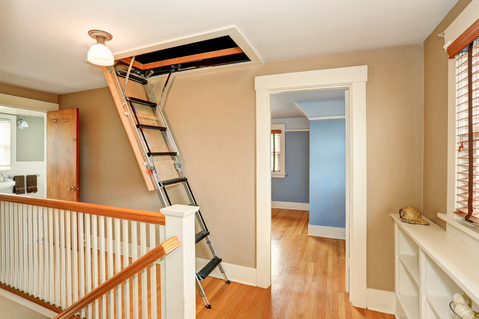 Pull-down attic ladder professionally installed by A1 Handyman in Boise, ID