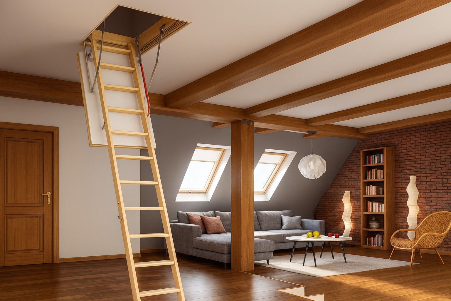 Aluminum attic ladder professionally installed by A1 Handyman in a Meridian, ID home.