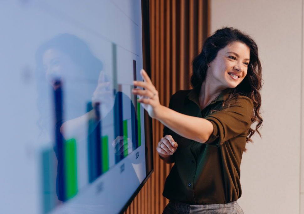Business professional presenting data