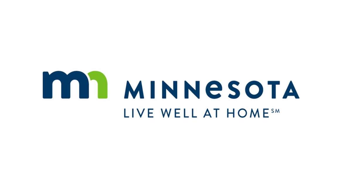 Logo for Minnesota Live Well at Home featuring a blue and green 