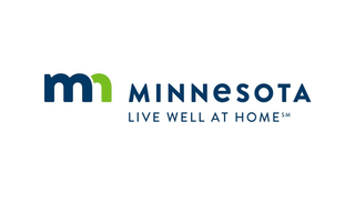 Logo for Minnesota Live Well at Home featuring a blue and green 
