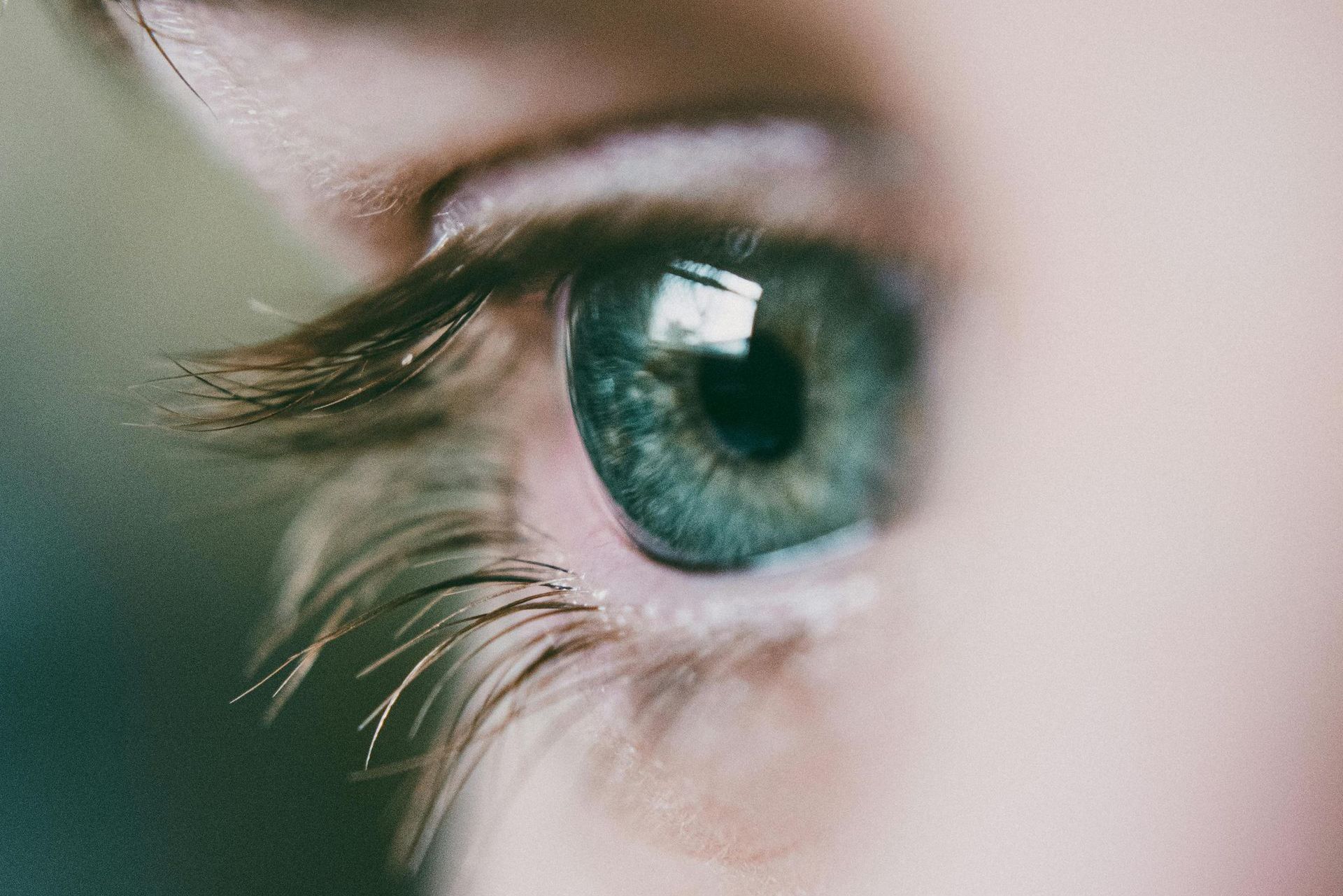 Nahaufnahme Auge eines Kindes, das Auge ist blau
