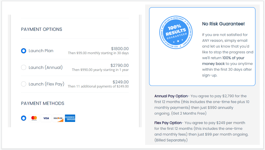 A screenshot of a website with a guarantee on it.