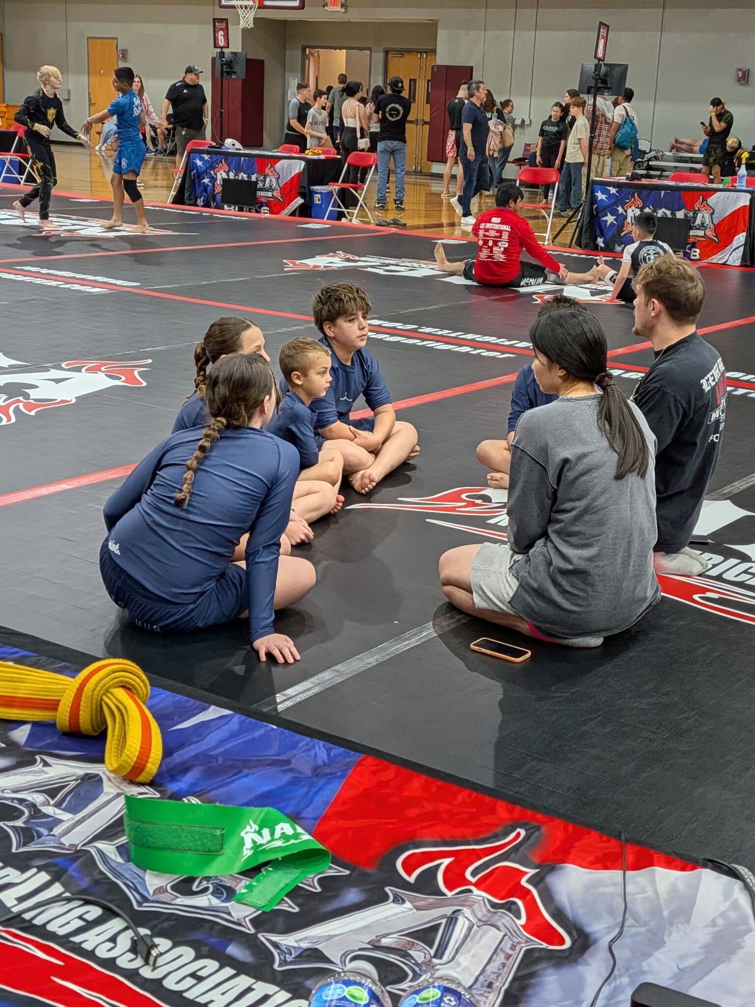 Kids training No-Gi grappling at Jiu-Jitsu Hub in Georgetown, Texas, building confidence.