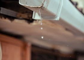 White gutter dripping water.