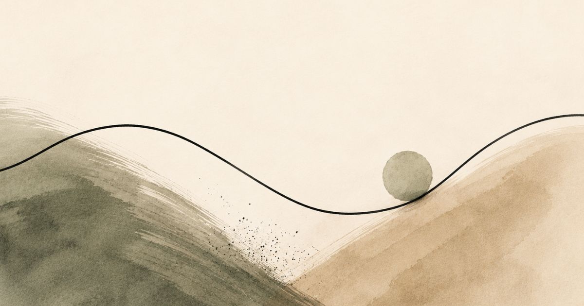 A professional boundary can exist within movement. Abstract watercolour landscape in muted sage and