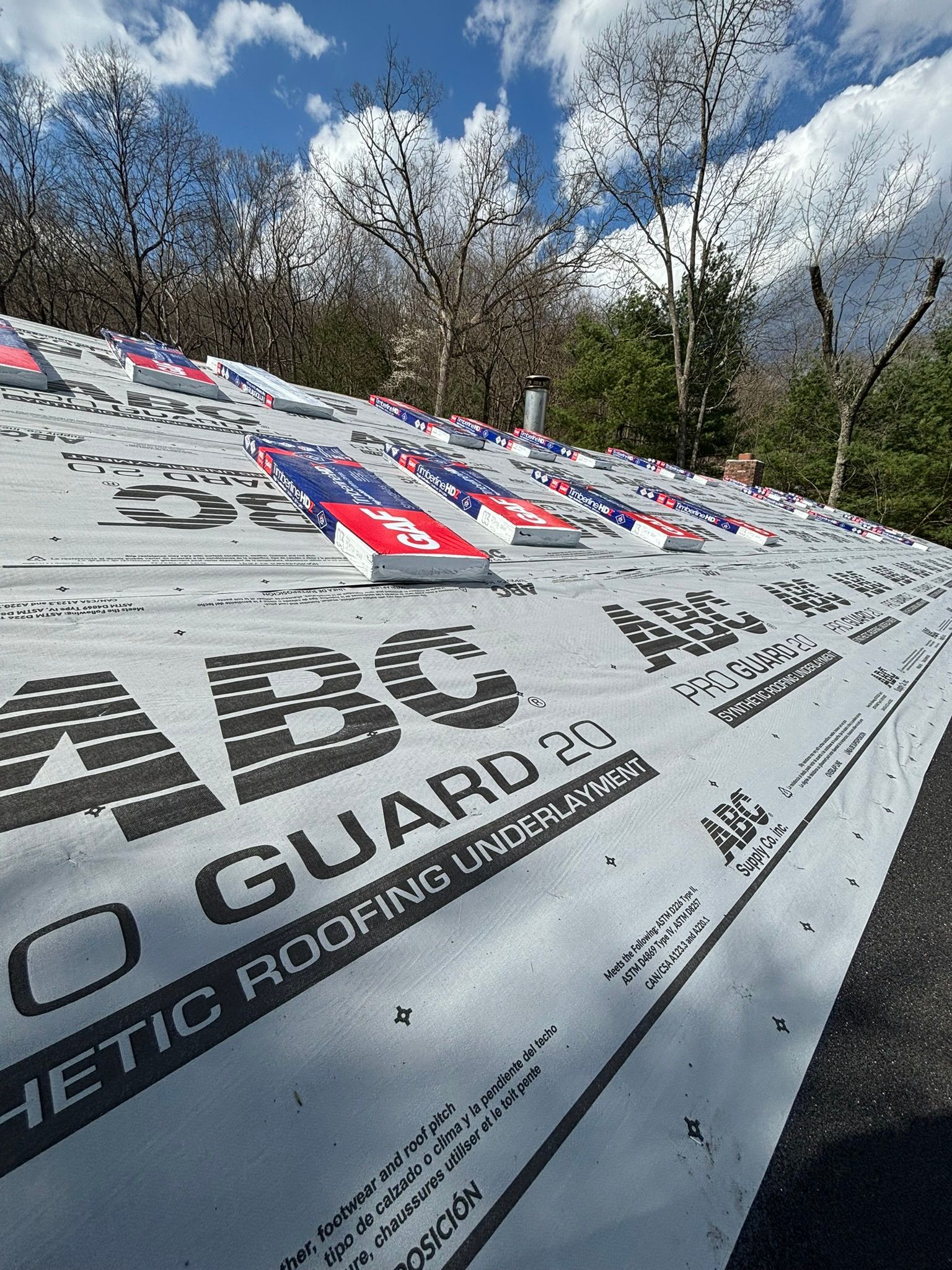 Roof with synthetic underlayment, text 