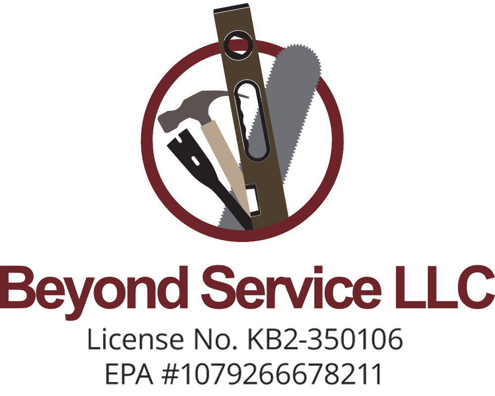 Beyond Service LLC logo with tools inside a red circle and license and EPA numbers below