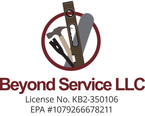 Beyond Service LLC logo with tools inside a red circle and license and EPA numbers below