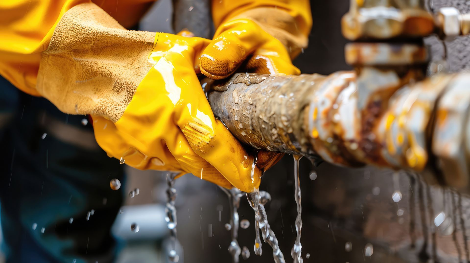 Professional plumber repairing a major leak during water pump installation services in a basement. Professional plumber repairing a major leak during water pump installation services in a basement.