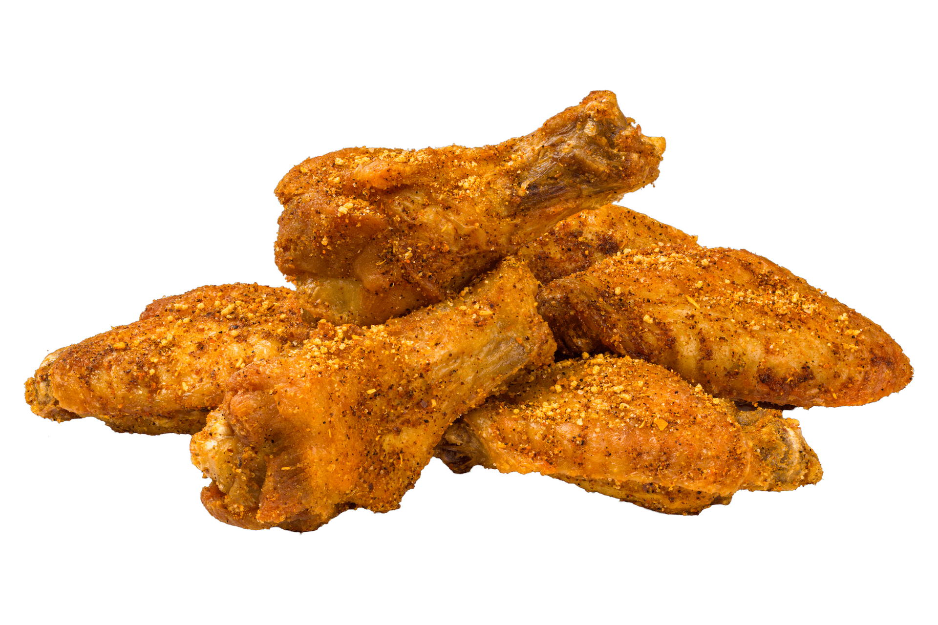 A pile of Cali Rub chicken wings.