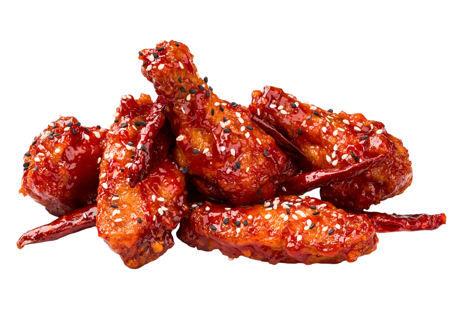 A pile of Korean Kick chicken wings.