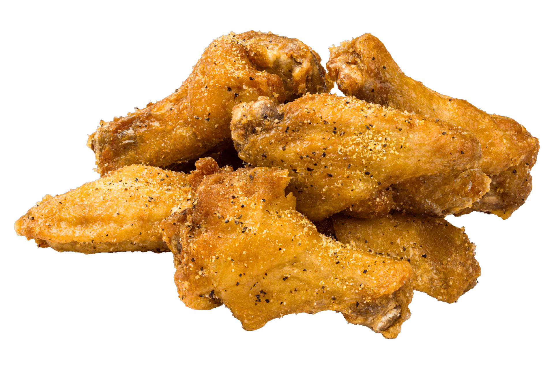 A pile of lemon pepper chicken wings.