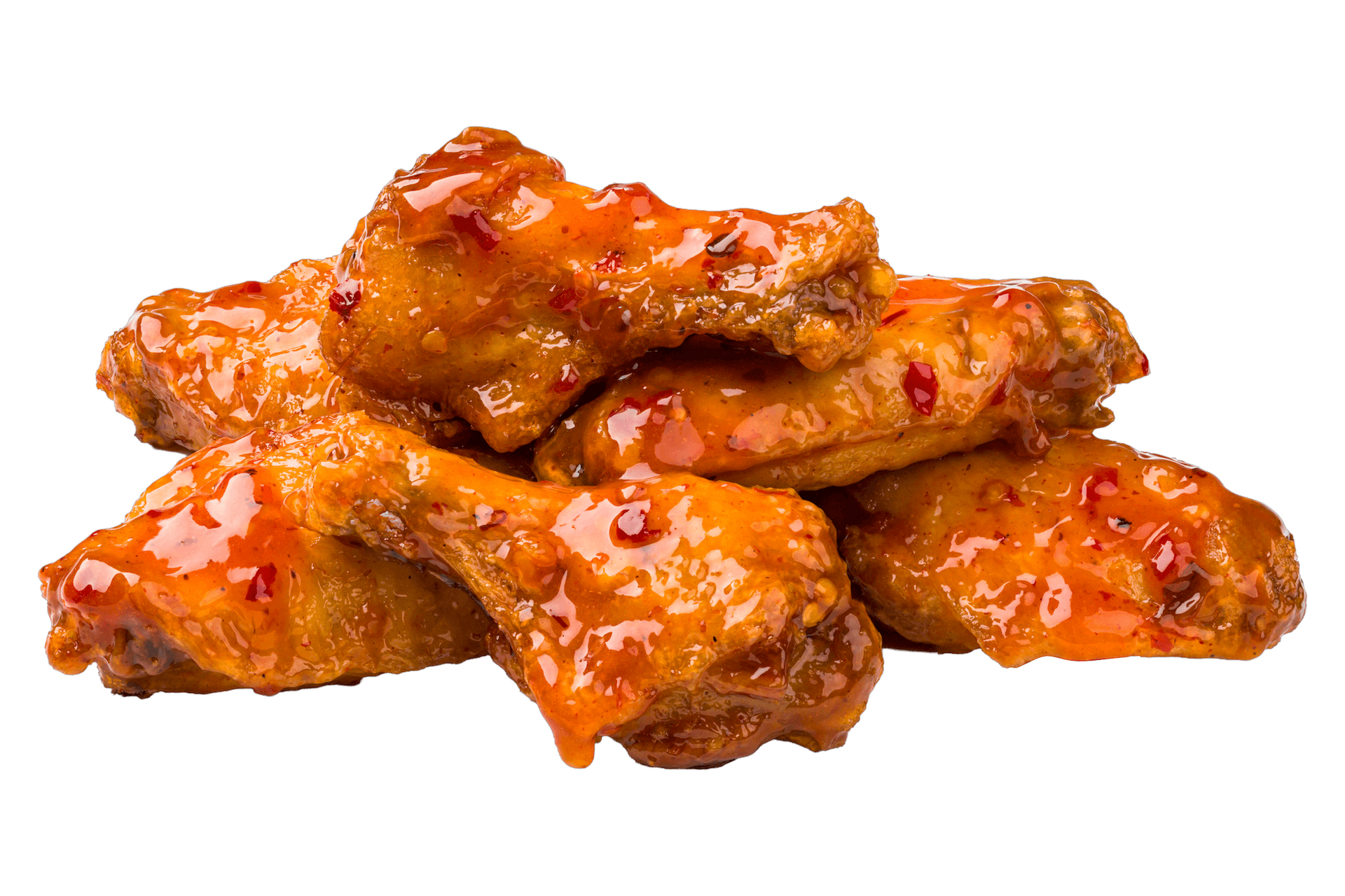 A pile of mango habanero chicken wings.