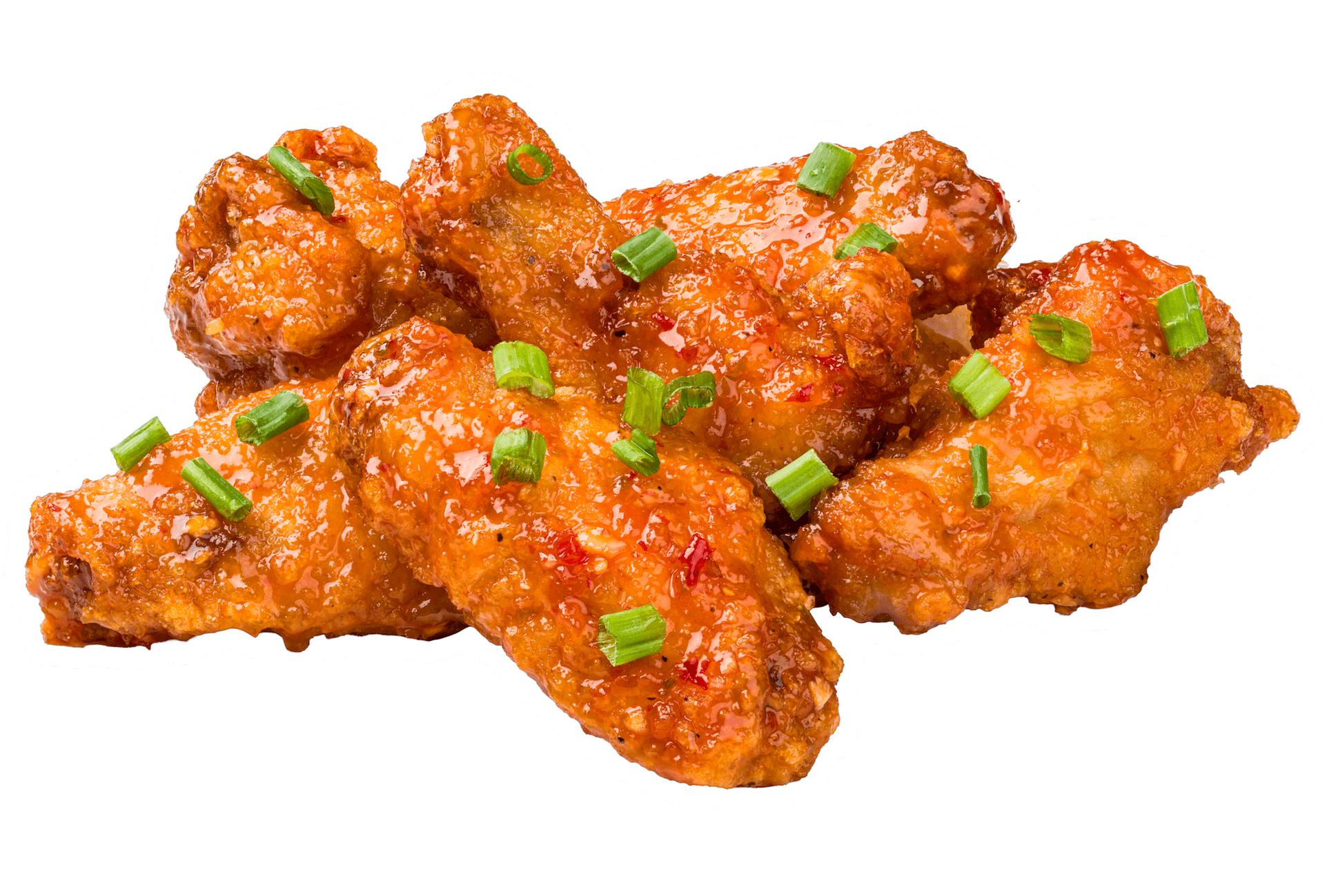 A pile of Thai Chili chicken wings.