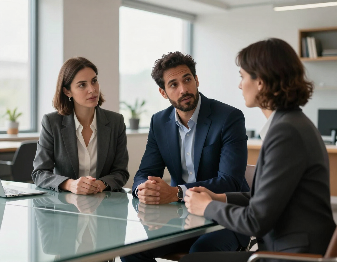 Conversa individual entre sócio de consultoria e executivo, escuta e análise