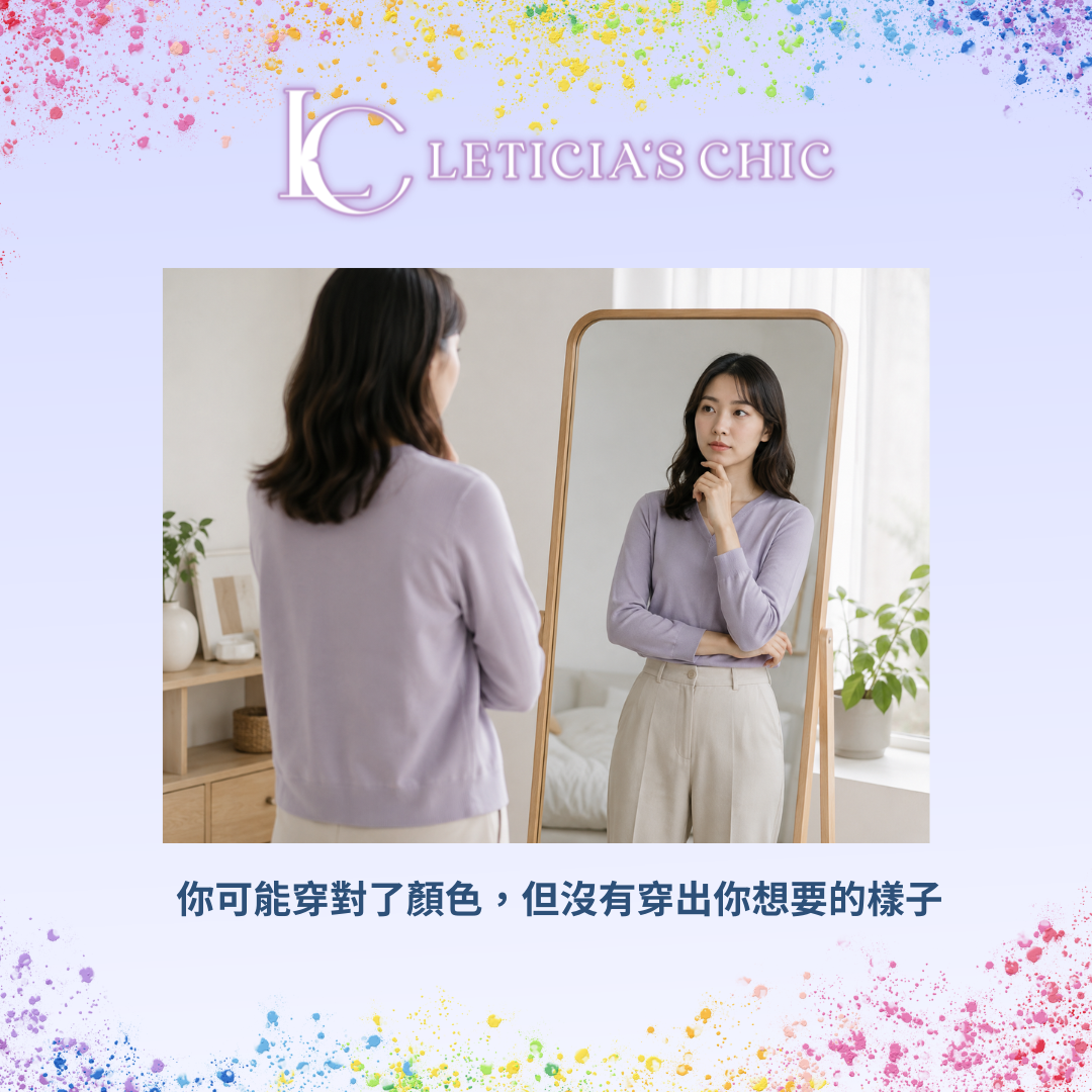女生站在鏡子前思考穿搭是否符合自己