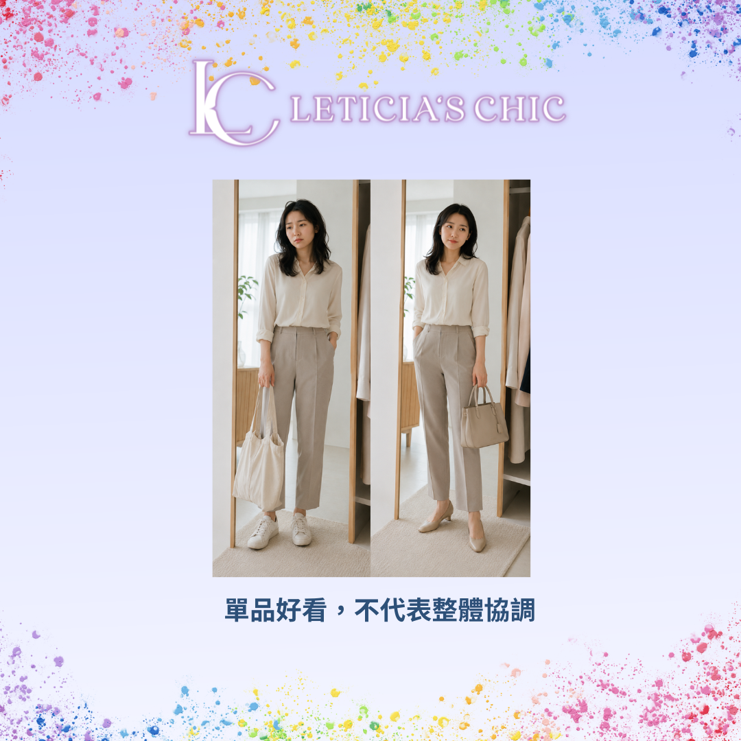 女性穿著簡約基本款西裝外套與直筒褲的日常通勤穿搭