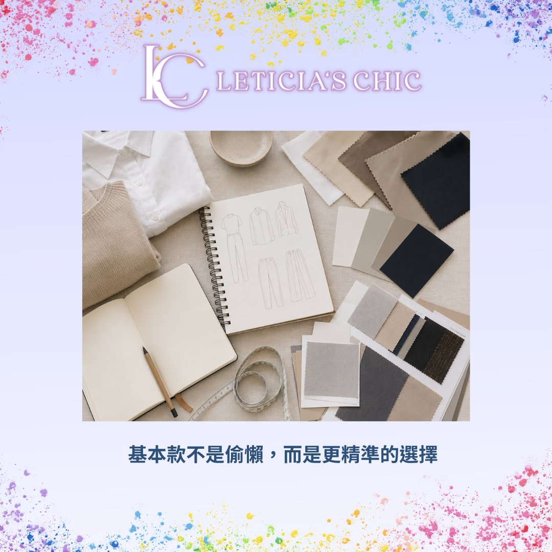 風格顧問使用色卡布料與筆記本分析基本款選品