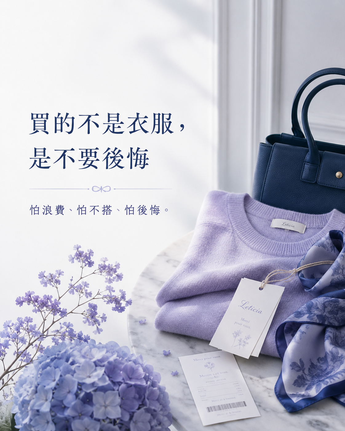 女性在衣櫃前比較多件衣服,思考哪一件買了不會後悔
