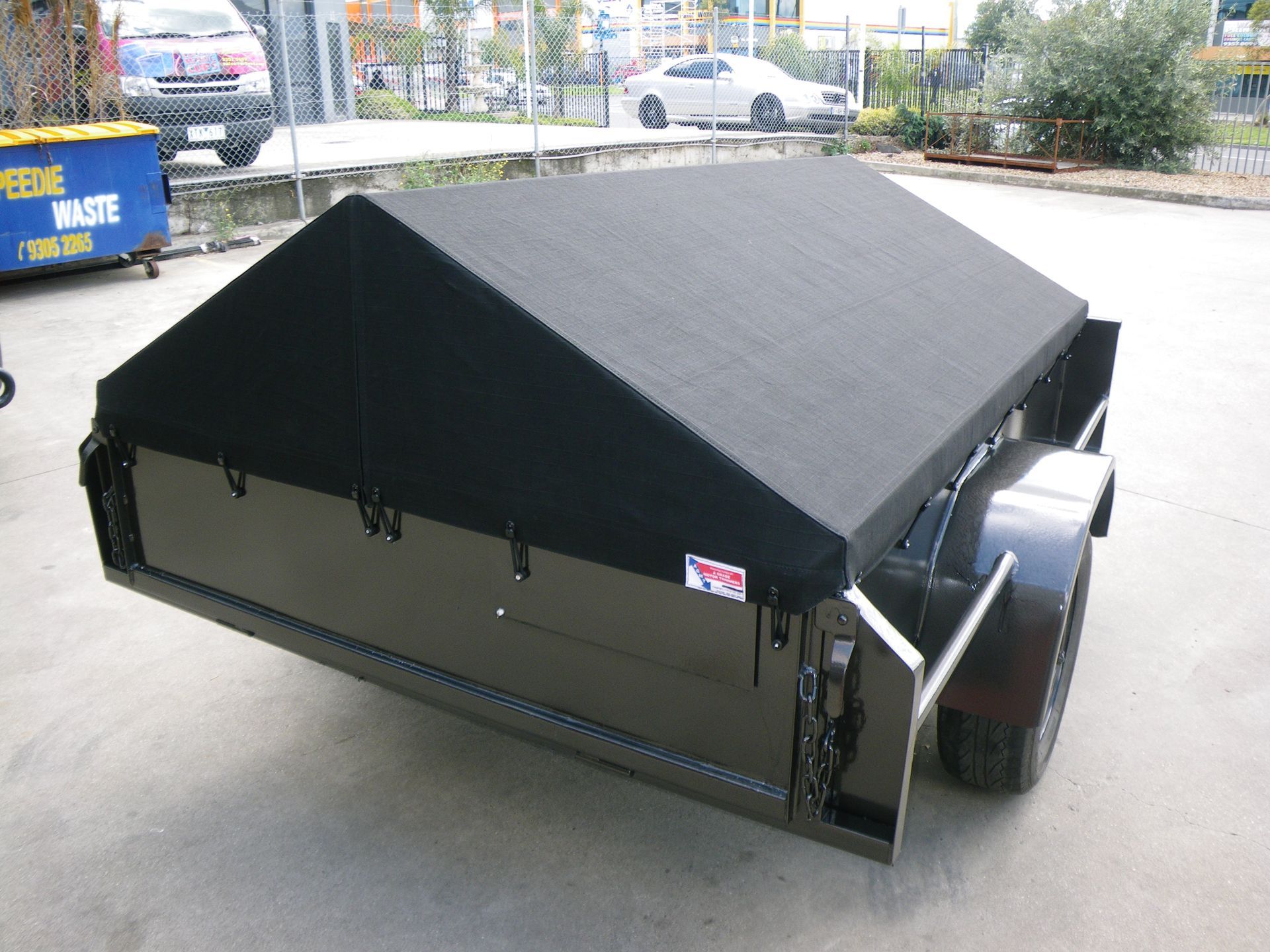 Black canvas A frame cover for trailer