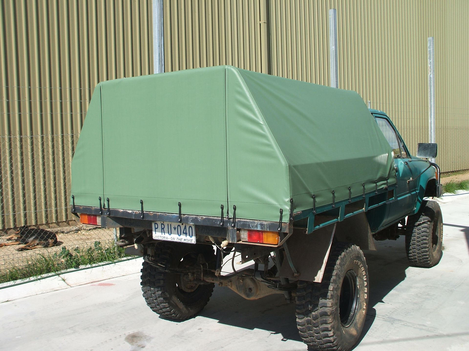 Green PVC ute canopy on Hilux