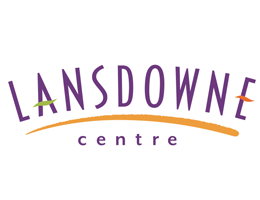 Lansdowne Centre logo: Purple text with an orange arc and green/orange accents on white background.