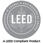 LEED logo: Gray circle with