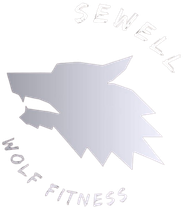 Gray wolf head logo with “SEWELL” above and “WOLF FITNESS” below on a white background