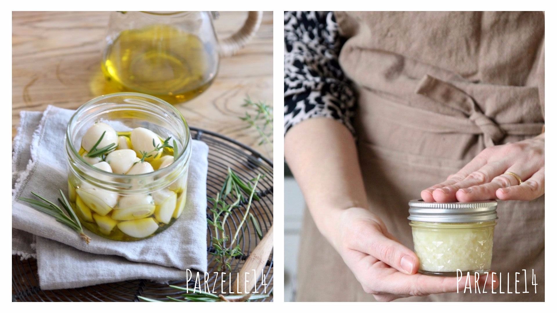 konfierter Knoblauch und Knoblauchpaste für die Vorratskammer