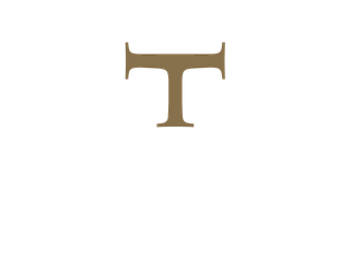 Stylized brown monogram letters T and C interlocked on a white background
